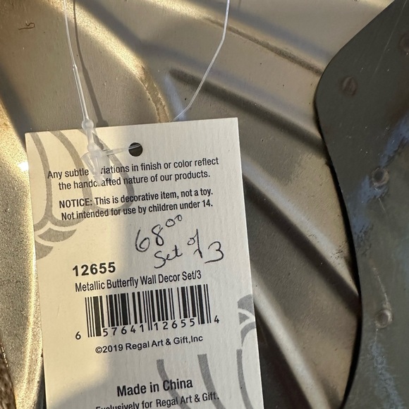 Elegant Metal Butterfly Wall Decor 3 Piece Set NWT - Picture 6 of 6